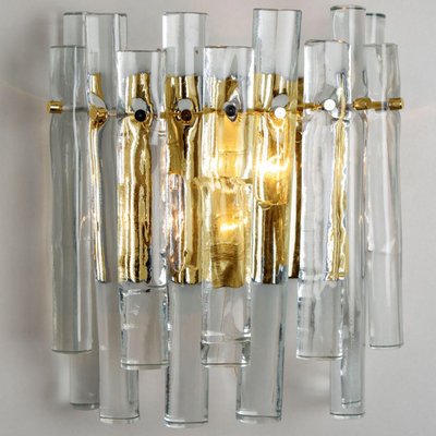 Ice Glass and Brass Wall Sconce attributed to Kinkeldey, 1970s-VDW-1436934