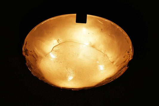 Ice Glass & Brass Ceiling Lamp from Kalmar, 1960s