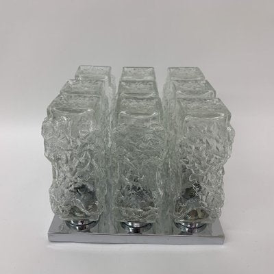 Ice Glass Ceiling Lamp from Hillebrand, 1970s-BGP-1325242