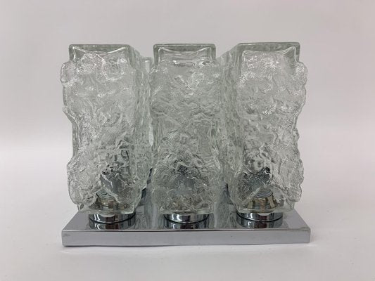 Ice Glass Ceiling Lamp from Hillebrand, 1970s-BGP-1325242