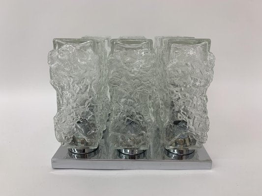 Ice Glass Ceiling Lamp from Hillebrand, 1970s-BGP-1325242