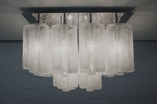 Ice Glass Ceiling Lamp from Kalmar Franken Kg, 1960s