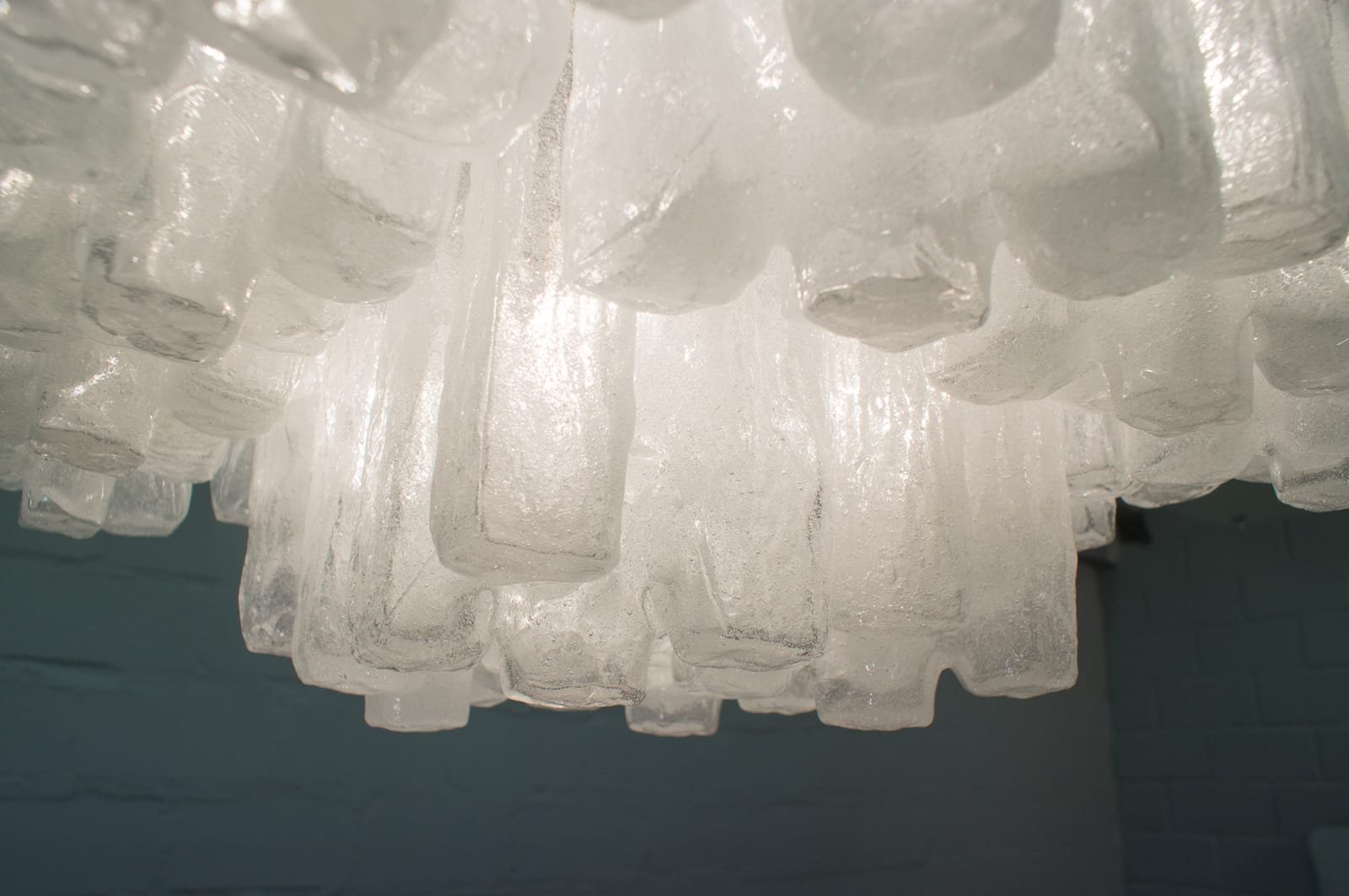 Ice Glass Ceiling Lamp from Kalmar Franken Kg, 1960s