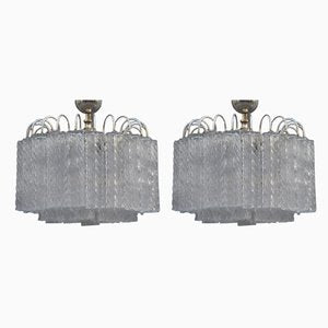 Ice Glass Ceiling Lamps from Venini, 1960s, Set of 2-EH-554889