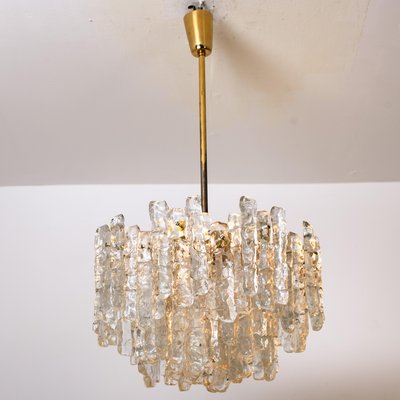 Ice Glass Light Fixtures, 2 Wall Scones and 2 Chandeliers from Kalmar, Set of 4-VDW-910075