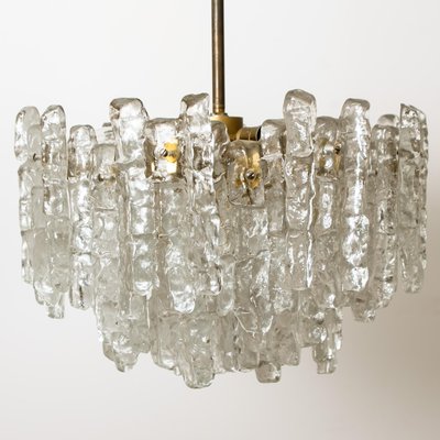 Ice Glass Light Fixtures, 2 Wall Scones and 2 Chandeliers from Kalmar, Set of 4-VDW-910075