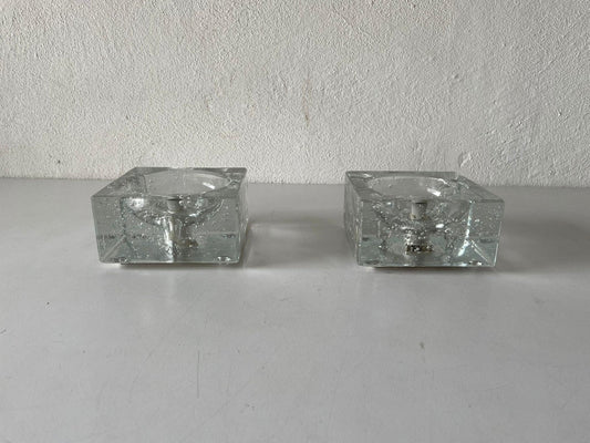 Ice Glass Table Lamps from Müller & Zimmer, Stuttgart, Germany, 1970s, Set of 2