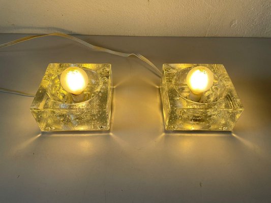 Ice Glass Table Lamps from Müller & Zimmer, Stuttgart, Germany, 1970s, Set of 2-RDS-1146595