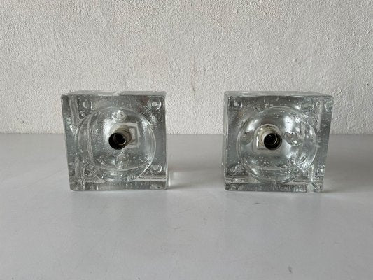 Ice Glass Table Lamps from Müller & Zimmer, Stuttgart, Germany, 1970s, Set of 2-RDS-1146595