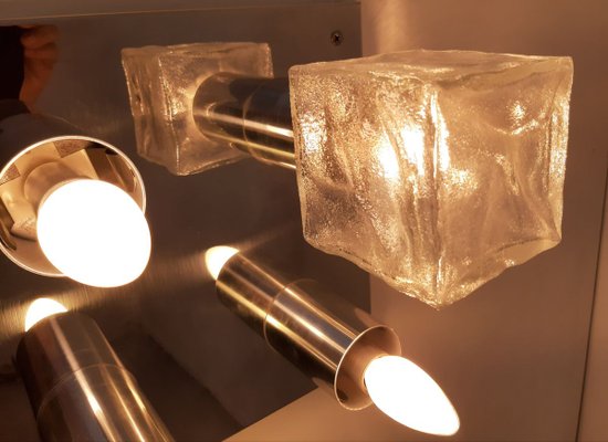 Ice Glass Wall or Ceiling Lamp from Kalmar, 1960s-HPX-696212