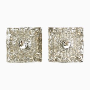 Ice Glass Wall or Ceiling Lamps attributed to Peill & Putzler, Germany, 1960s, Set of 2-PBW-1749916