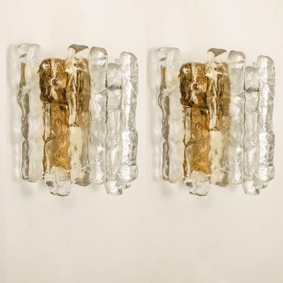 Ice Glass Wall Sconce attributed to J.T, Kalmar, Austria, 1970s-VDW-1423172