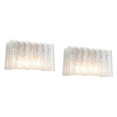 Ice Glass Wall Sconces attributed to Doria, Germany, 1960s, Set of 2-UGR-1725973