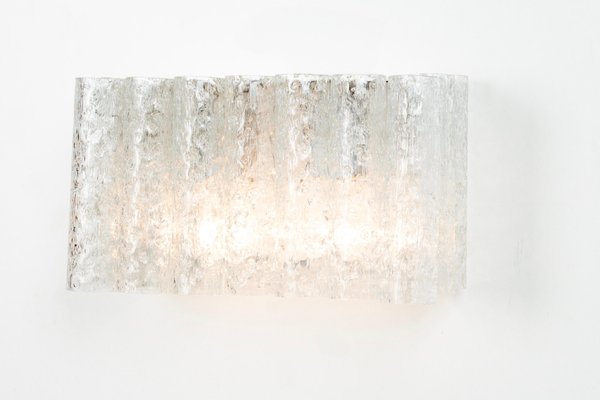 Ice Glass Wall Sconces attributed to Doria, Germany, 1960s, Set of 2-UGR-1725973