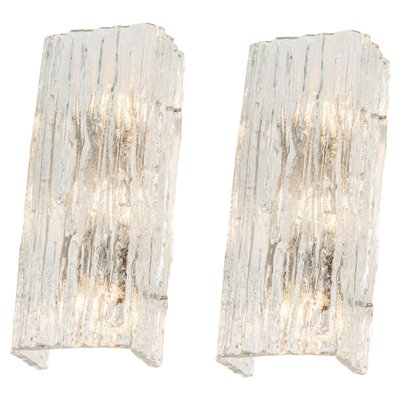 Ice Glass Wall Sconces from Kalmar, Austria, 1960s, Set of 2-UGR-1444420