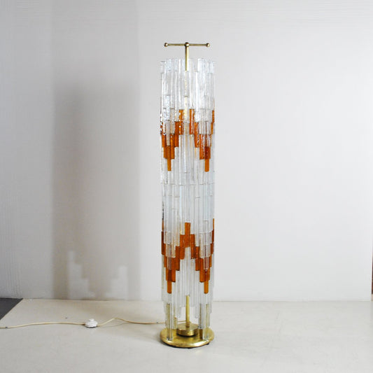 Ice & Orange Murano Glass Floor Lamp by Albano Poli for the Poliarte