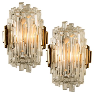 Icicle Glass Wall Sconce Lights, 1960s, Set of 2-VDW-1015930