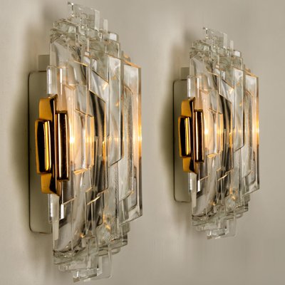 Icicle Glass Wall Sconce Lights, 1960s, Set of 2-VDW-1015930