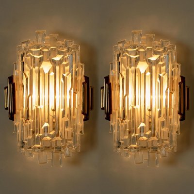 Icicle Glass Wall Sconce Lights, 1960s, Set of 2-VDW-1015930