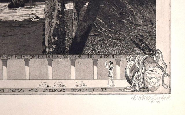 Ikarus und Daedalus - Original Etching by Fritz Zalisz - 1914 1914-ZCI-760499