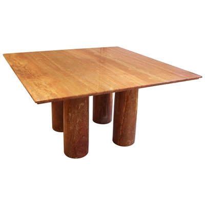 Il Collonato Dining Table in Red Travertine by Mario Bellini, Italy, 1970s-FGA-922608