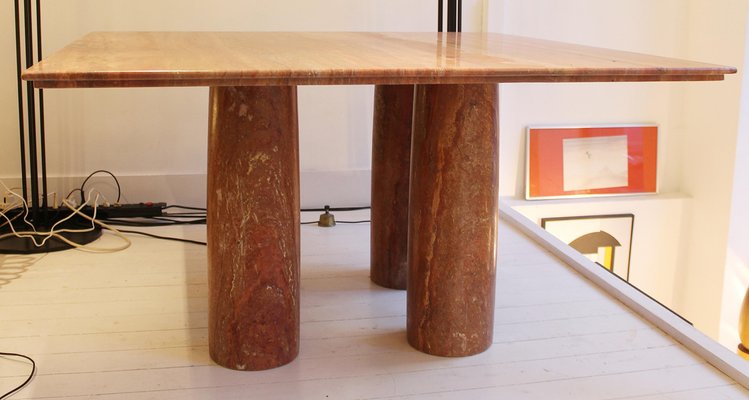 Il Collonato Dining Table in Red Travertine by Mario Bellini, Italy, 1970s-FGA-922608