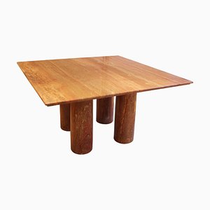 Il Collonato Dining Table in Red Travertine by Mario Bellini, Italy, 1970s-FGA-922608