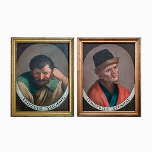 Il Todeschini, Portraits of the Philosophers Epitetus and Themistocles, Athens, 1600s-1700s, Paintings, Framed, Set of 2-BEW-2023601