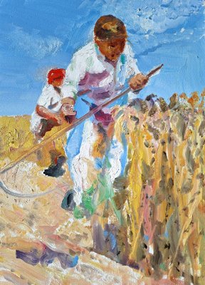 Ilia Balavadze, In the Field, 2024, Oil on Board-CHG-2037870