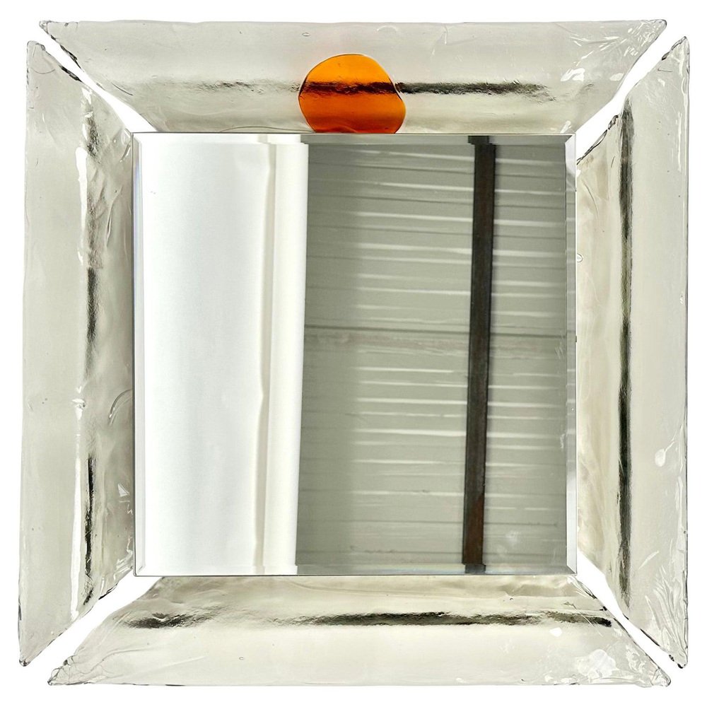 Illuminated Border Wall Mirror in Murano Glass by Carlo Nason for Mazzega, 1970s