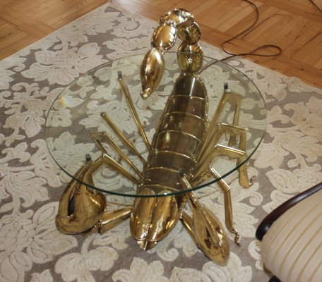 Illuminated Brass Scorpion Coffee Table by Jacques Duval-Brasseur, 1970s-UWJ-1785802