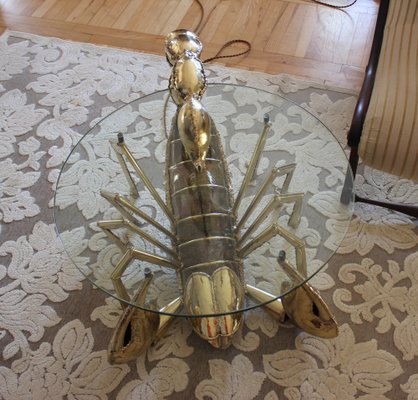 Illuminated Brass Scorpion Coffee Table by Jacques Duval-Brasseur, 1970s-UWJ-1785802