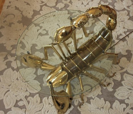 Illuminated Brass Scorpion Coffee Table by Jacques Duval-Brasseur, 1970s-UWJ-1785802