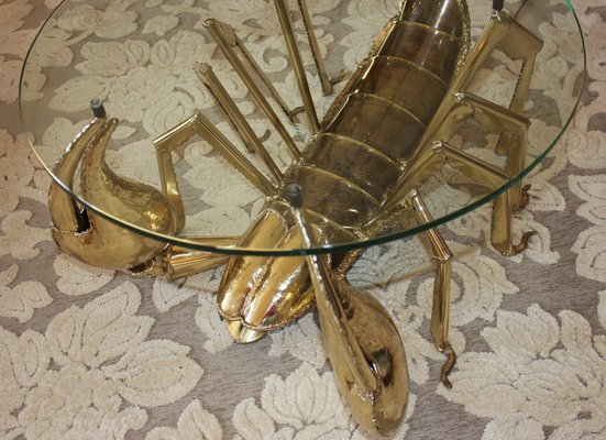 Illuminated Brass Scorpion Coffee Table by Jacques Duval-Brasseur, 1970s-UWJ-1785802