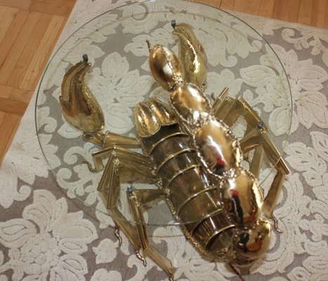 Illuminated Brass Scorpion Coffee Table by Jacques Duval-Brasseur, 1970s-UWJ-1785802