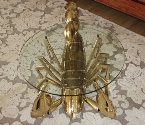 Illuminated Brass Scorpion Coffee Table by Jacques Duval-Brasseur, 1970s-UWJ-1785802