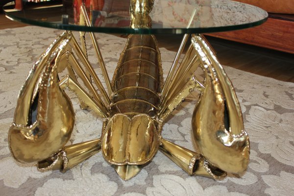 Illuminated Brass Scorpion Coffee Table by Jacques Duval-Brasseur, 1970s-UWJ-1785802