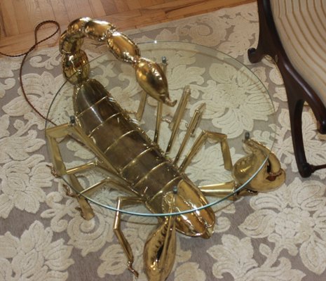 Illuminated Brass Scorpion Coffee Table by Jacques Duval-Brasseur, 1970s-UWJ-1785802