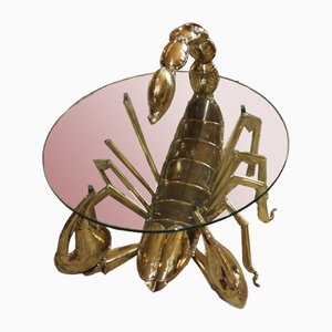 Illuminated Brass Scorpion Coffee Table by Jacques Duval-Brasseur, 1970s-UWJ-1785802