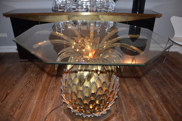 Illuminated Glass Pineapple Dining Table from Maison Jansen, 1970s-QVR-556443