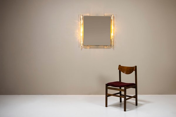 Illuminated Mirror in Murano and Metal from Mazzega, 1970s-UQV-2020305