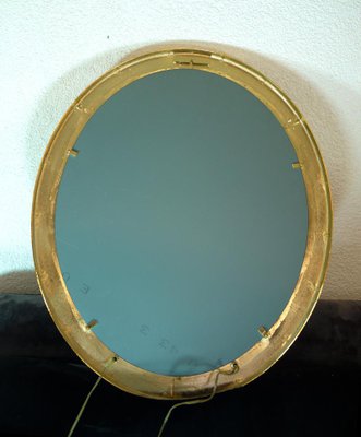 Illuminated Oval Mirror in Crystal and Gilt Brass from Palwa, Germany, 1960s-DEK-1118201