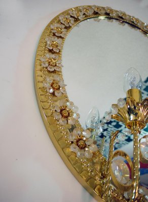 Illuminated Oval Mirror in Crystal and Gilt Brass from Palwa, Germany, 1960s-DEK-1118201