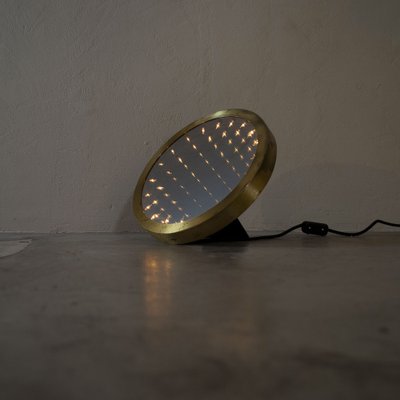 Illuminating Infinity Mirror with Brass Frame, 1970s-JQO-1824370