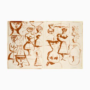 Illustrated Greeting Card - Original Lithograph by Massimo Campigli - 1970 ca. 1960 ca.-ZCI-761596