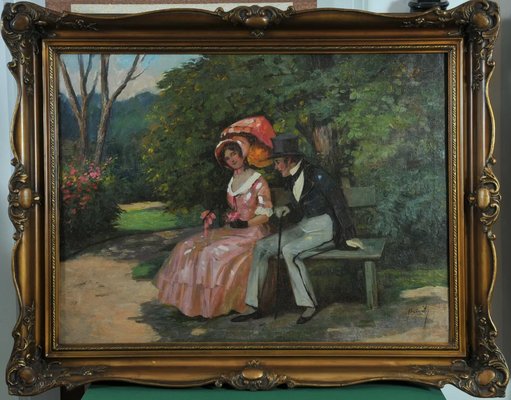 Ilma Bernáth, Young Couple in the Park, 1920s, Oil on Canvas-QOR-2022720