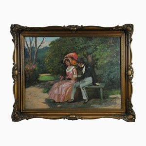 Ilma Bernáth, Young Couple in the Park, 1920s, Oil on Canvas-QOR-2022720