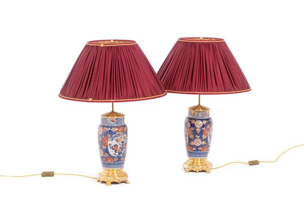 Imari Porcelain and Gilded Bronze Table Lamps, 1880s, Set of 2-CEJ-1807398