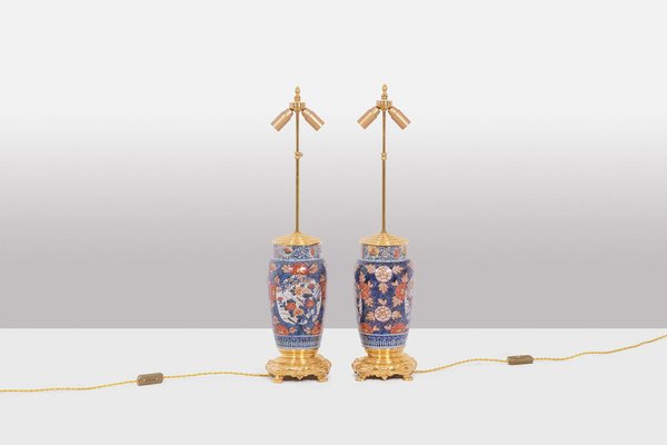 Imari Porcelain and Gilded Bronze Table Lamps, 1880s, Set of 2-CEJ-1807398