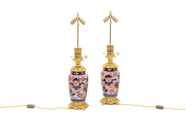 Imari Porcelain & Gilt Bronze Table Lamps, 1880, Set of 2-CEJ-1168509